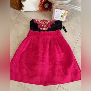 NEW / New York & Company Boho Strapless Dress in Pink & Black ~ Paisley Size XL